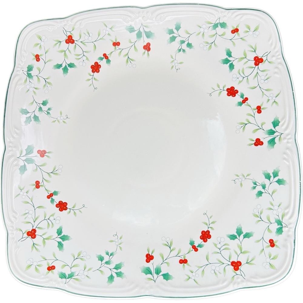 Pfaltzgraff WINTERBERRY Square Serving Platter 12 In Holly & Berries